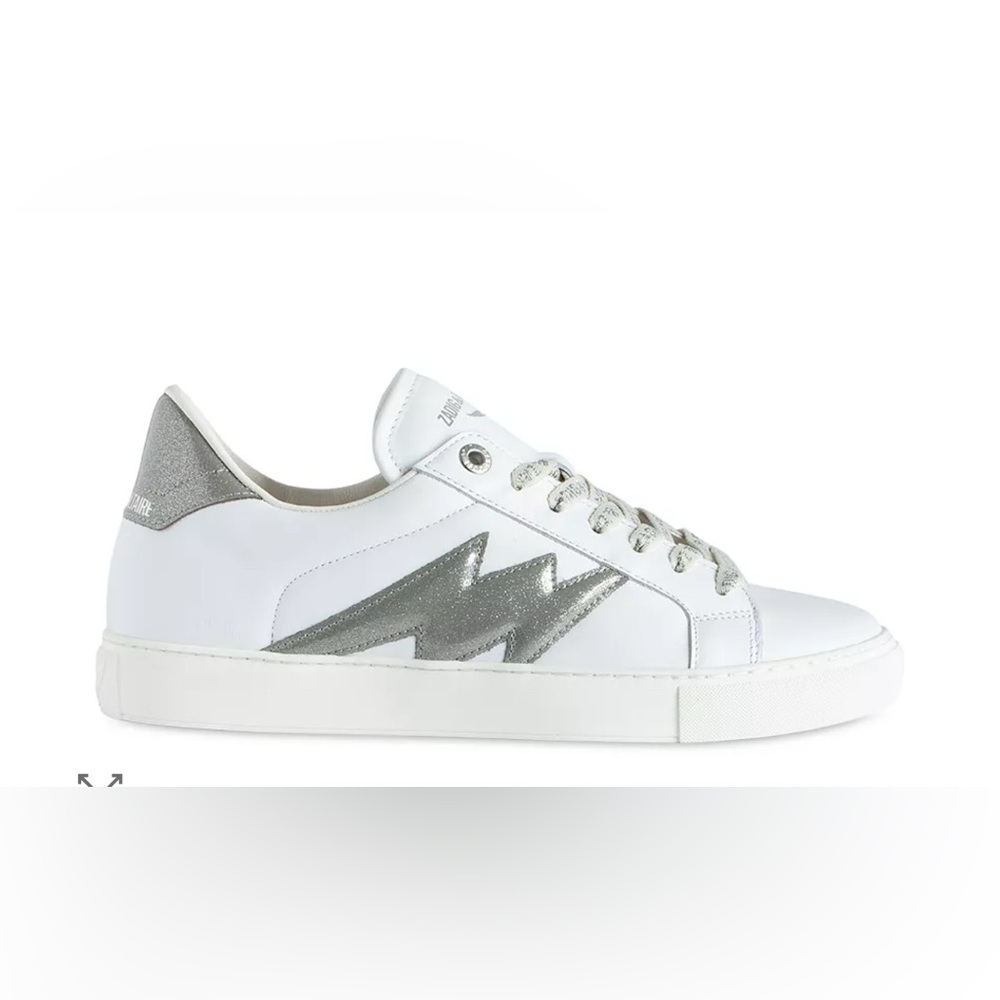 Zadig & Voltaire White and Silver Lightning Sneakers